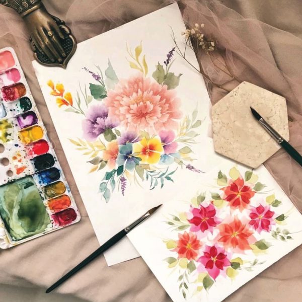 TRIANGLE BRUSH<br>WATERCOLOUR FLORALS