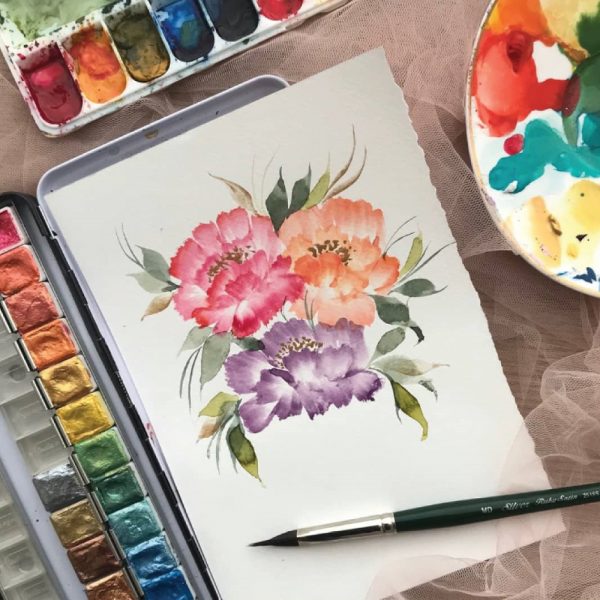 TRIANGLE BRUSH<br>WATERCOLOUR FLORALS